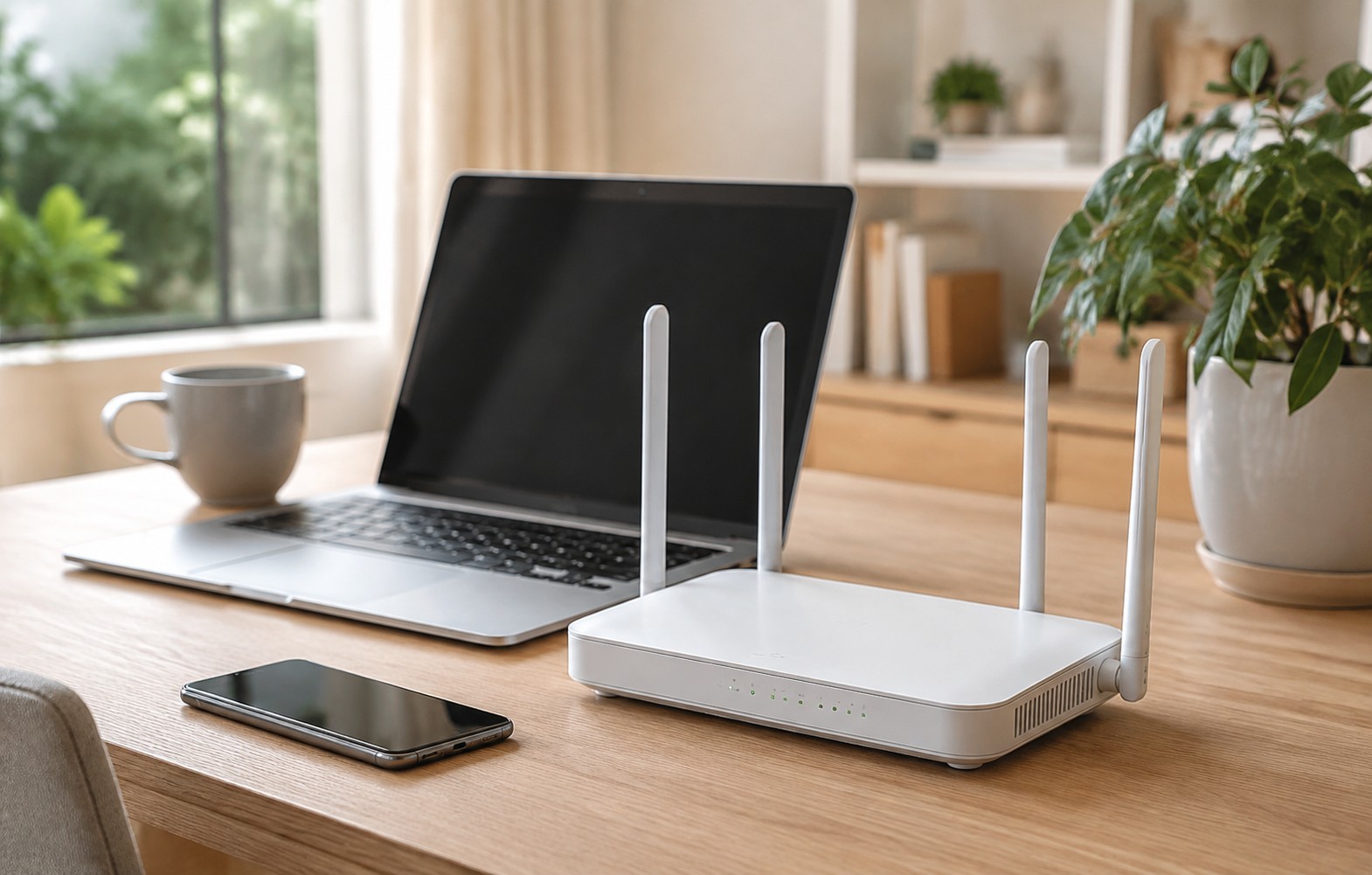 ホームオフィスのルーター・ノートPC・スマートフォン