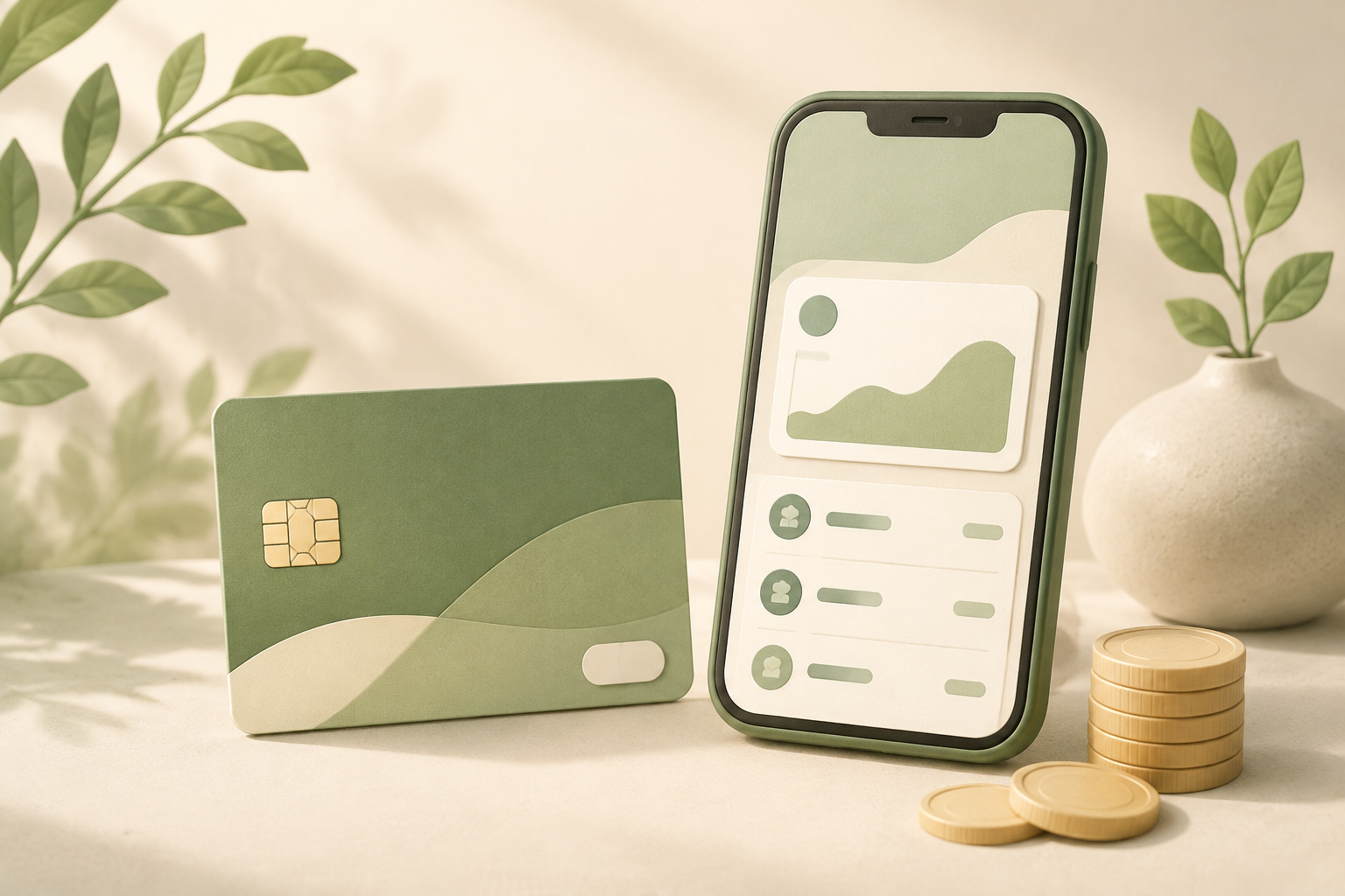 デビットカードと口座管理のスマートフォン